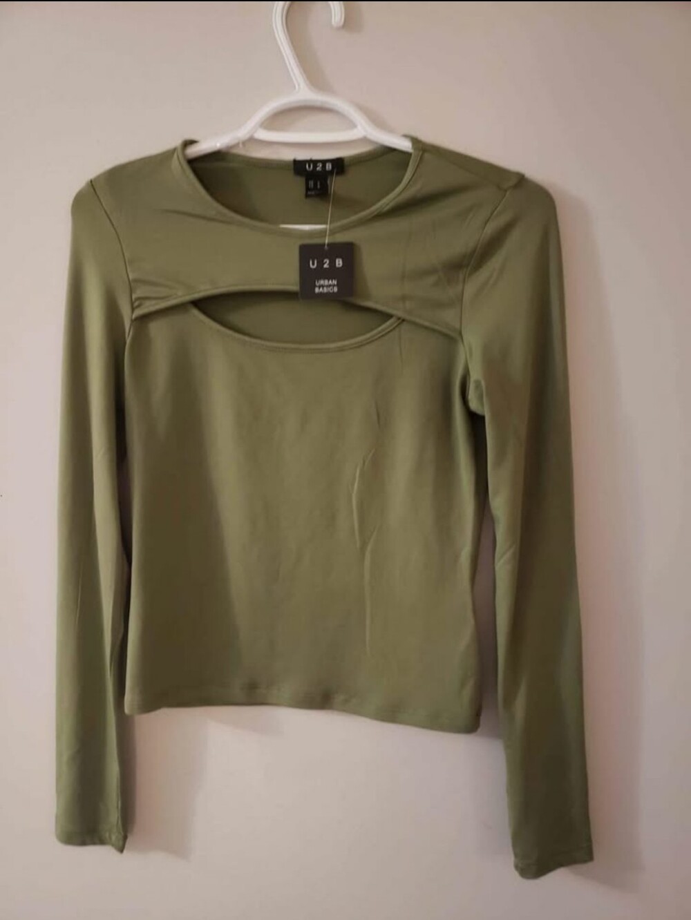 Olive Cutout Long-Sleeve Tee